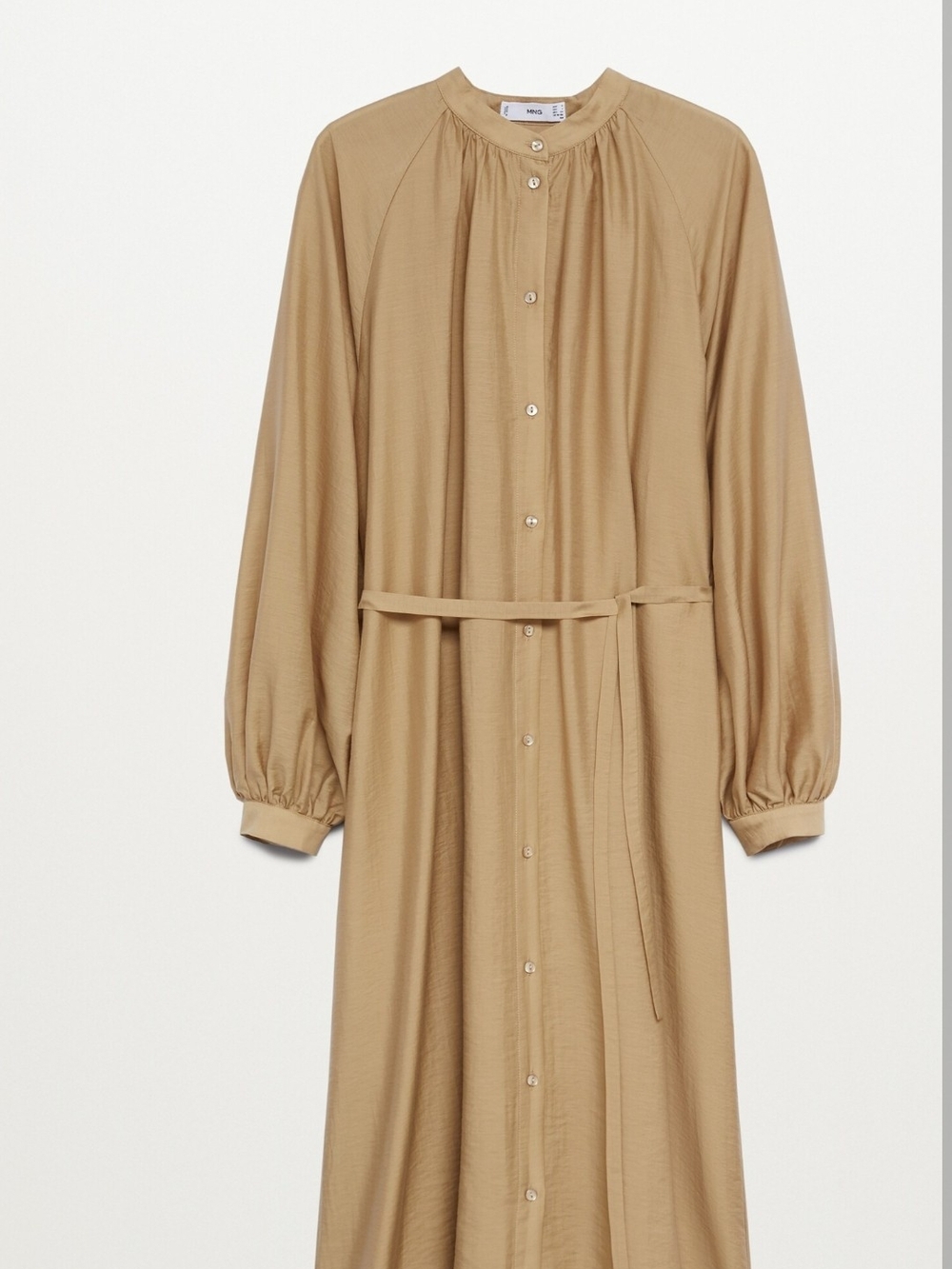 Mango Long Sleeve Button-Front Maxi Dress in Camel Size 8 - Picture 4 of 8